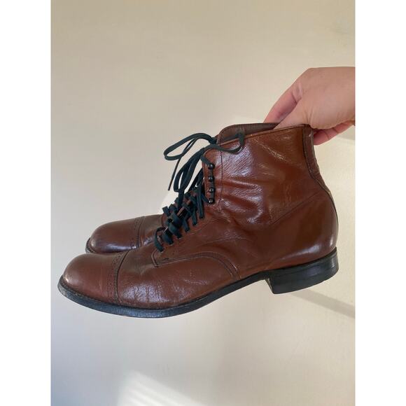 Stacy Adams Vintage Men's Leather Cap Toe Ankle Chelsea Boots Size 7.5D Brown